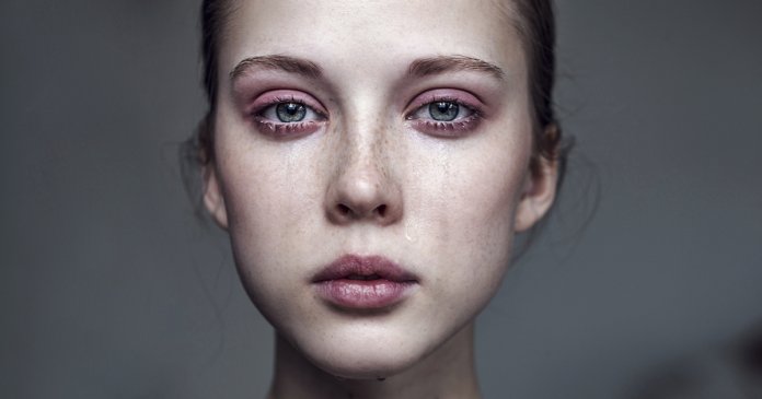 beautiful young girl crying