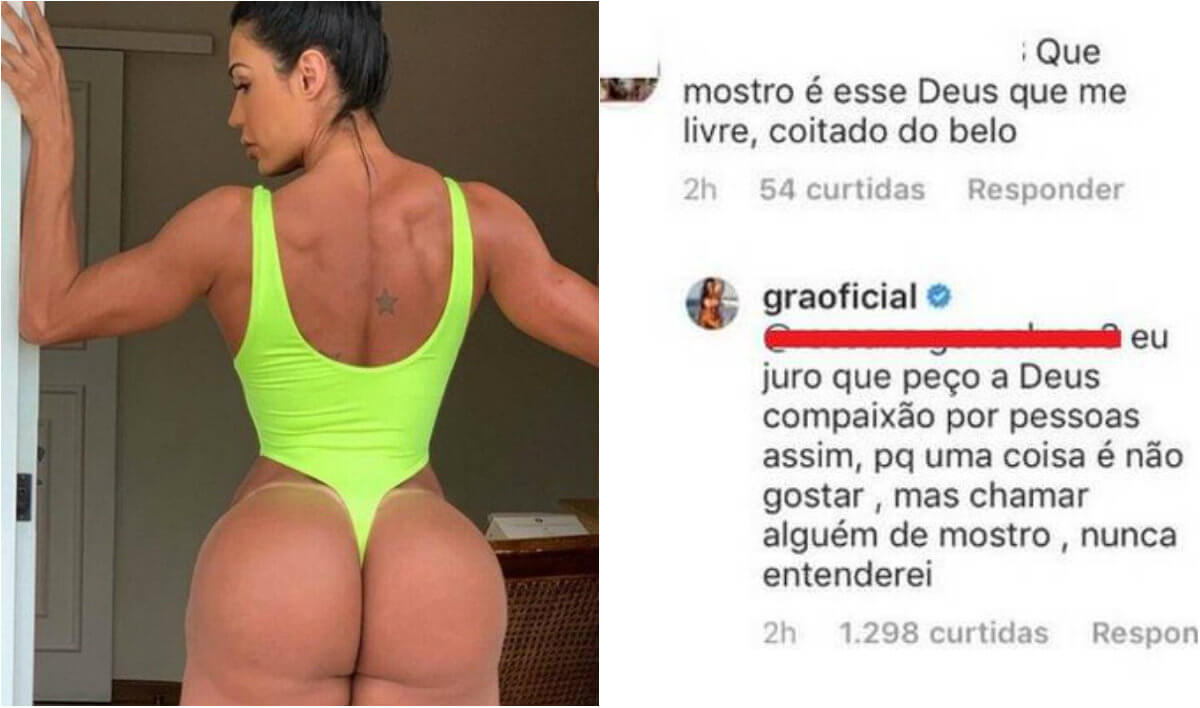 portalraizes.com - Chamada de ‘monstro’, Gracyanne responde seguidora: “Nunca entenderei”