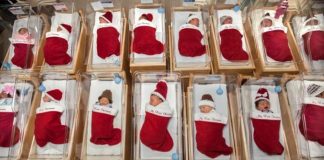 Hospital libera recém-nascidos para casa em meias de Natal