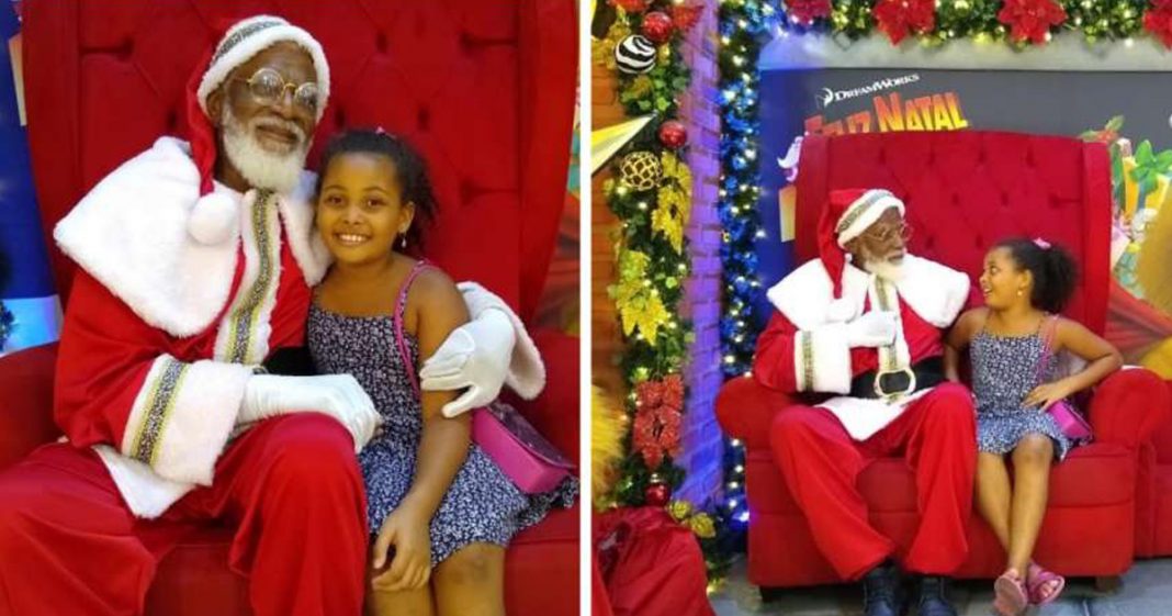 ‘É da minha cor’: Menina se emociona ao ver Papai Noel negro em shopping