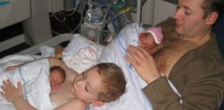 Menino ajuda o pai a ser ‘encubadora’ para os irmãos gêmeos prematuros