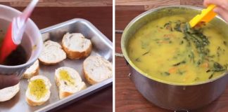 Perfeito: Caldo cremoso de batata + torrada temperada para esse friozinho