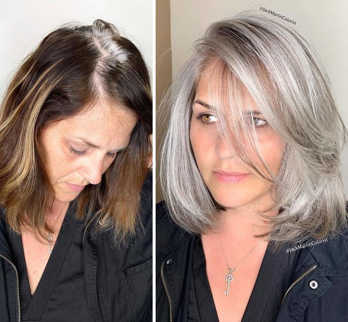 portalraizes.com - 35 Fotos de antes e depois de assumir os cabelos brancos