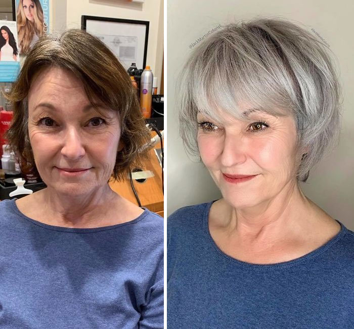 portalraizes.com - 35 Fotos de antes e depois de assumir os cabelos brancos