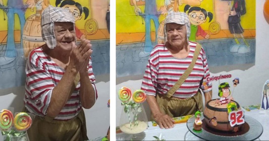 Vovô se veste de Chaves no aniversário de 92 anos e viraliza nas redes: ‘Sou famoso’