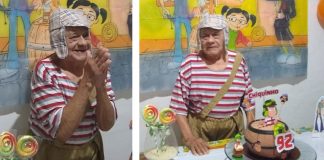 Vovô se veste de Chaves no aniversário de 92 anos e viraliza nas redes: ‘Sou famoso’