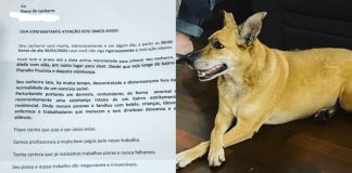 Família recebe carta anônima com ameaça de morte à cadela